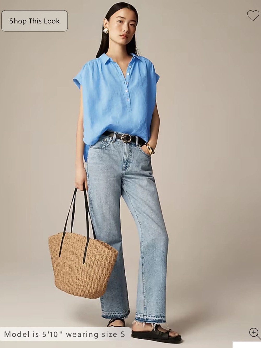 J.Crew Capitaine Blue Baird McNutt Irish Linen Shirt Relaxed Boxy Top Old Money